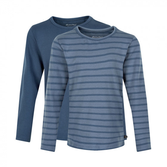 longsleeves Basic junior katoen navy 2 stuks maat 104