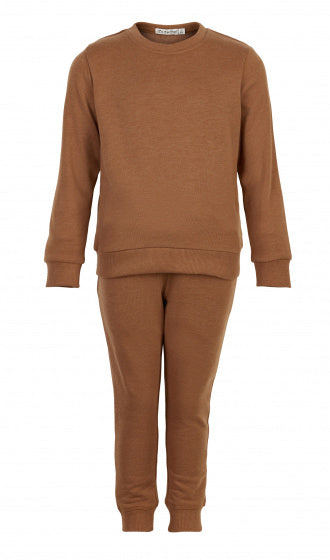 sweat set junior katoen roestbruin 2 stuks maat 128