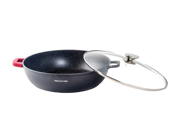 kookpan 36 cm aluminium/glas 6,8 liter zwart 2-delig