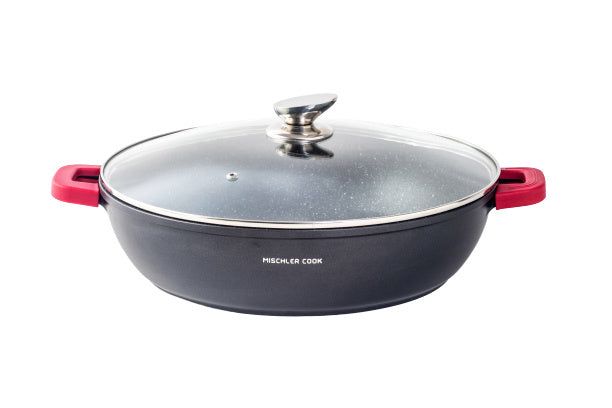 kookpan 36 cm aluminium/glas 6,8 liter zwart 2-delig
