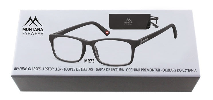 leesbril MR73 unisex rechthoekig zwart sterkte +2.00