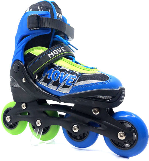 Move Inline skates Fast semi-softboot verstelbaar blauw/groen maat 30-33