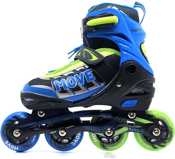 Move Inline skates Fast semi-softboot verstelbaar blauw/groen maat 30-33