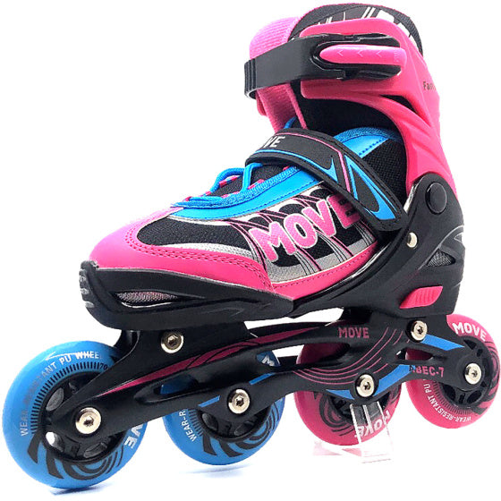 Move Inline skates Fast semi-softboot verstelbaar roze/blauw maat 38-41