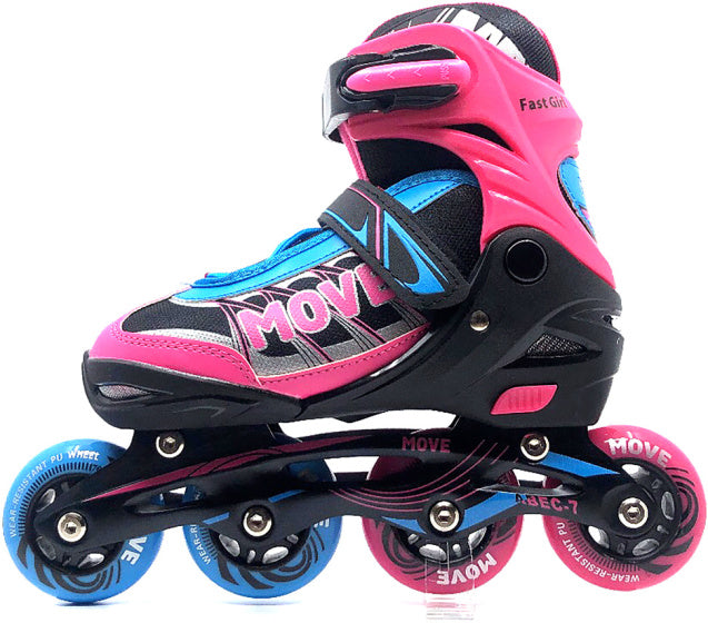 Move Inline skates Fast semi-softboot verstelbaar roze/blauw maat 38-41