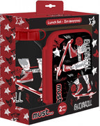 lunchset Enjoy & Roll jongens zwart/rood 2-delig
