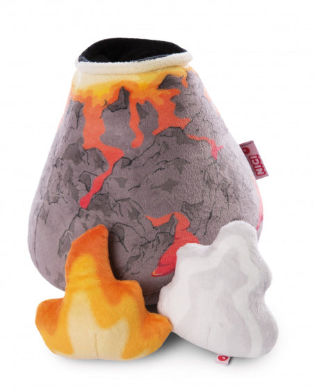 knuffel Vulkaan junior 16 x 23 cm pluche bruin/oranje