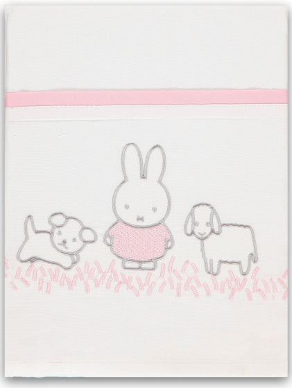 laken Grass junior 100 x 150 cm katoen wit/roze