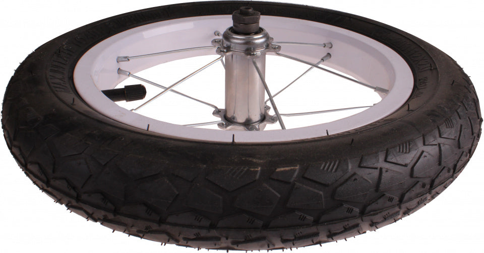 voorwiel met band 12 inch staal/nylon wit/zwart