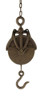 hangdecoratie Rens katrol 41 cm staal roestbruin