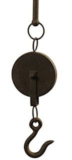 hangdecoratie Sibo katrol 67 cm staal roestbruin