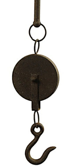 hangdecoratie Sibo katrol 67 cm staal roestbruin
