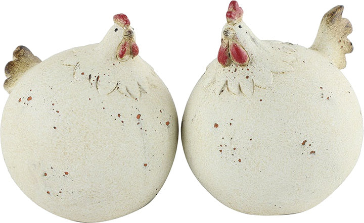ornament Ditta M kip keramiek wit 2 stuks