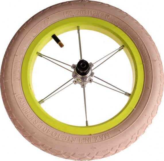 achterwiel met band 12 inch staal/nylon neongeel