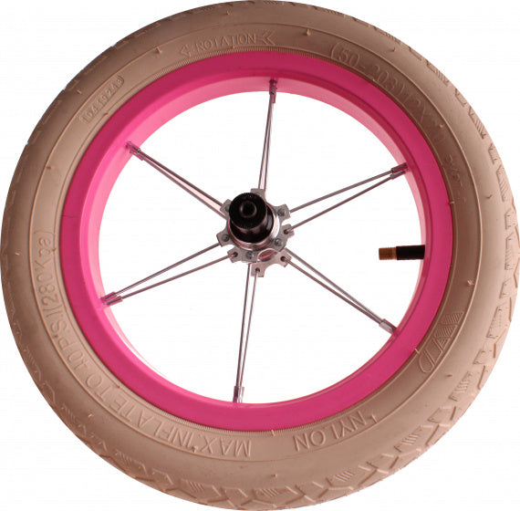 voorwiel met band 12 inch staal/nylon neonroze