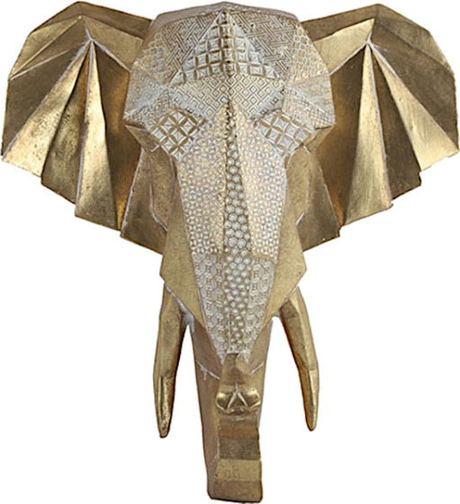 wanddecoratie Olifant Baba S 37,5 cm polysteen goud
