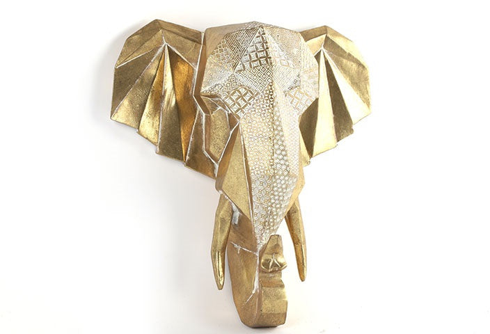wanddecoratie Olifant Baba S 37,5 cm polysteen goud