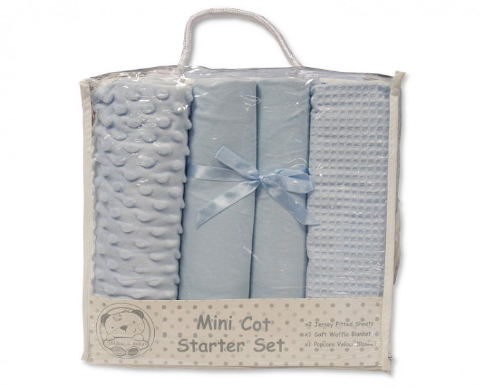 Mini Kot dekenset katoen blauw 4-delig