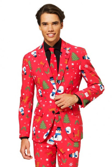 verkleedpak Christmaster heren polyester rood maat 60
