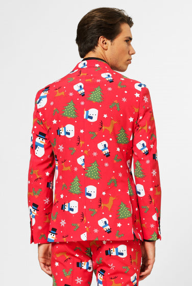 verkleedpak Christmaster heren polyester rood maat 60