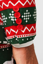 verkleedpak Festive Green heren polyester rood/groen mt 58