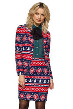 verkleedpak Nordic Noelle polyester rood/blauw maat 34