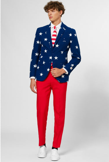 verkleedpak Stars and Stripes heren polyester maat 62