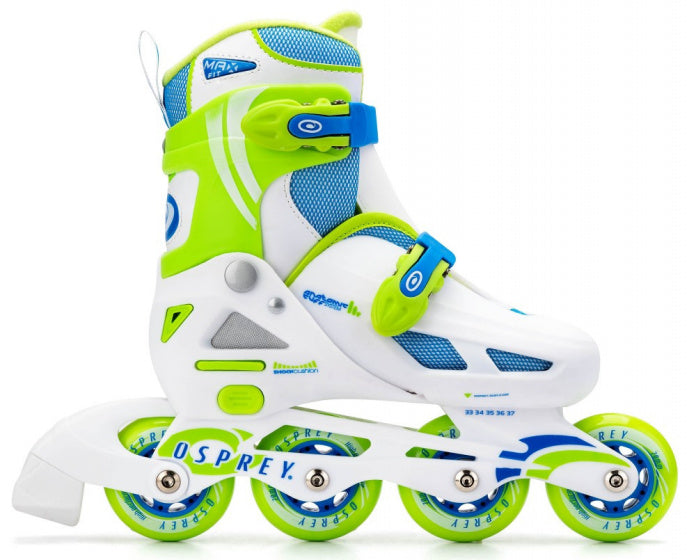 inlineskates Velocity polypropyleen 82A wit/groen mt 31-33