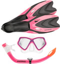 snorkelset junior siliconen zwart/roze 5-delig maat Xxxs