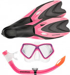 snorkelset junior siliconen zwart/roze 5-delig maat Xxxs