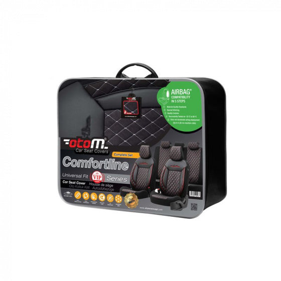 stoelhoezenset Comfortline Vip 8 mm leer zwart 11-delig
