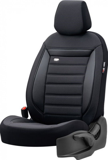 stoelhoezenset Prestige 5 mm textiel zwart/grijs 11-delig