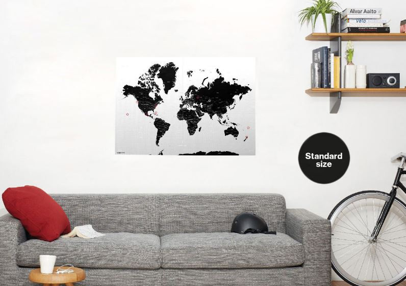 wereldkaart Magic Maps 100 x 70 cm polyetheen wit