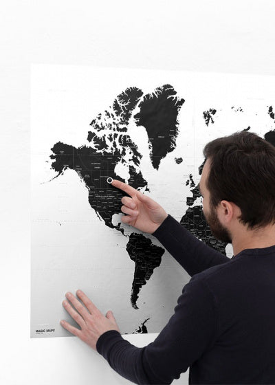 wereldkaart Magic Maps 100 x 70 cm polyetheen wit