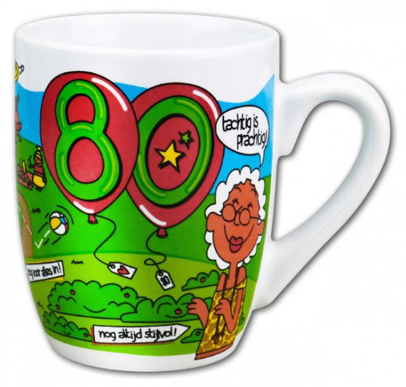 feestmok 80 Jaar 325 ml 12 x 10 cm keramiek wit