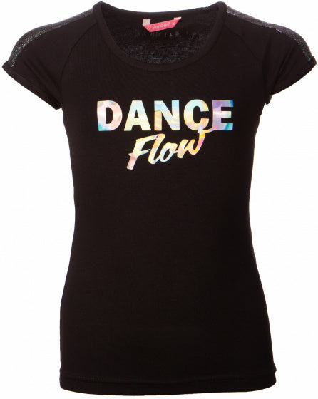 Papillon Dansshirt Dance Flow raglan junior katoen zwart mt 104
