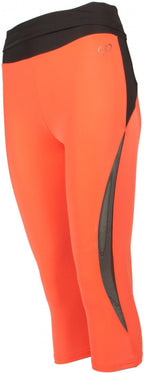 sportlegging dames polyester/elastaan oranje/zwart maat L