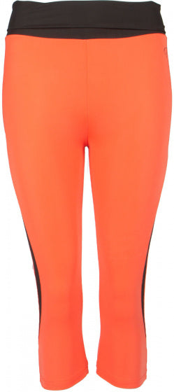 sportlegging dames polyester/elastaan oranje/zwart maat M