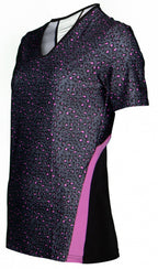 sportshirt dames polyester/elastaan grijs/roze mt L