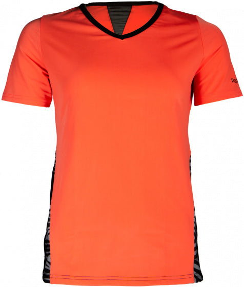 sportshirt dames polyester/elastaan oranje/zwart maat S