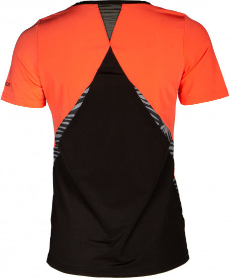 sportshirt dames polyester/elastaan oranje/zwart maat S