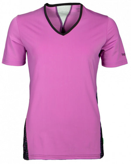 sportshirt dames polyester/elastaan roze/zwart mt XL