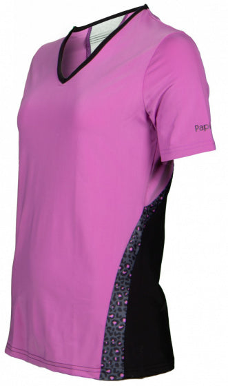 sportshirt dames polyester/elastaan roze/zwart mt XL