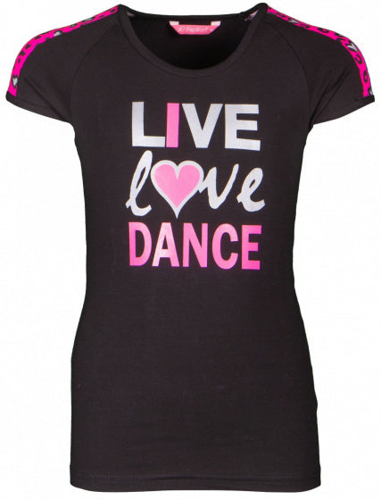 sportshirt I Love Dance raglan meisjes katoen zwart/roze maat 116