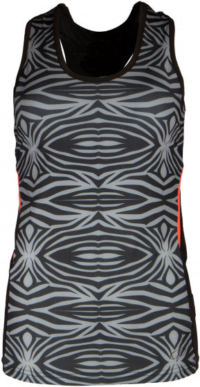 sporttop dames polyester/elastaan zwart/grijs maat XL