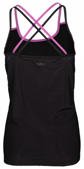 sporttop spaghettibandjes polyester roze/zwart mt M