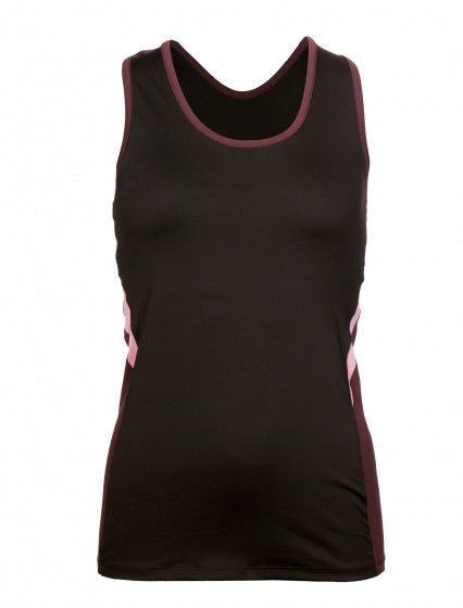 sporttop met geïntegreerde beha zwart/bordeaux maat S