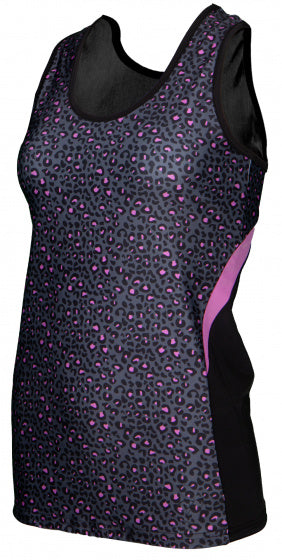 sporttop Racer dames polyester zwart/roze maat M