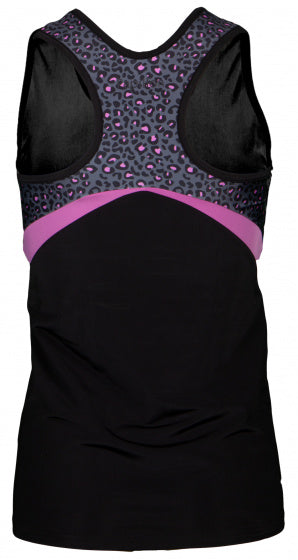 sporttop Racer dames polyester zwart/roze maat S