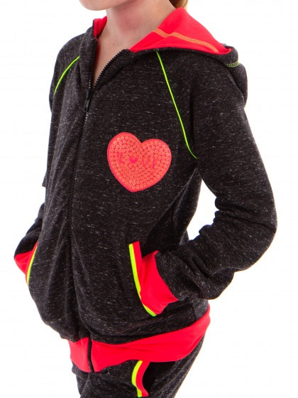 sweater met rits en capuchon meisjes grijs maat 104
